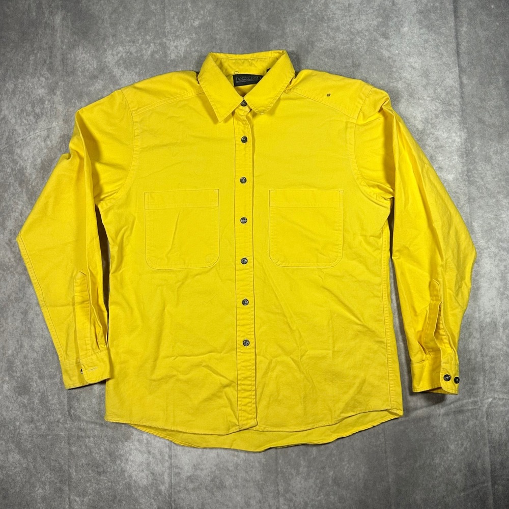 VTG Lands End Womens Small Yellow Cotton Button Down Shirt Made in USA 90s Retro